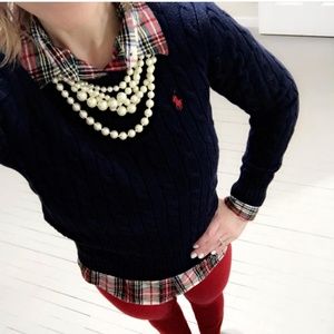 Polo Ralph Lauren Navy Cable Knit Sweater